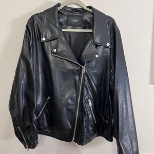 Torrid Faux Leather Asymmetrical Zip Moto Jacket, size 5